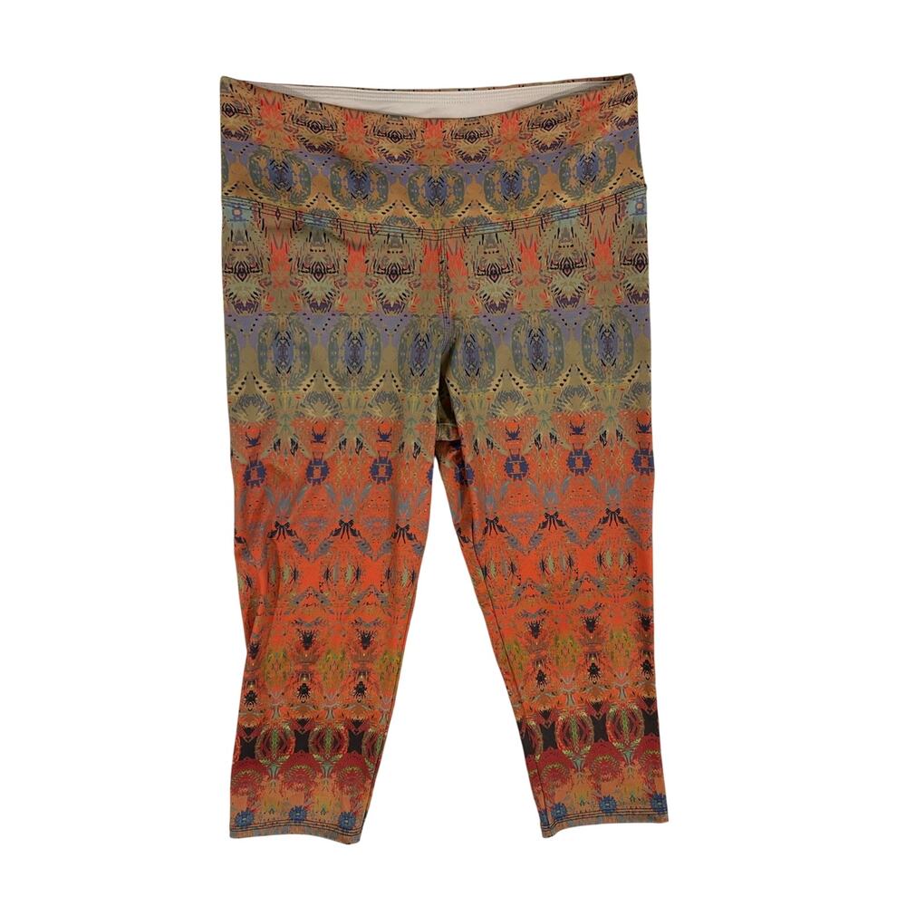 Inspire Activewear by Barbara Northrop 3/4 Capri Leggings Multicolor Boho Print